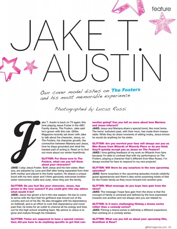 Jake T. Austin Cover Glitter Magazine  